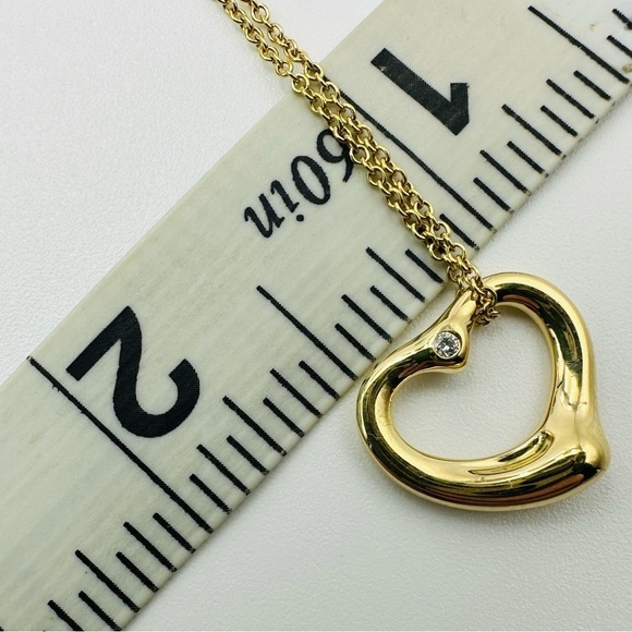 Tiffany & Co. DIAMOND 18K Gold Small Open Heart Charm Necklace with PACKAGING - Picture 7 of 9